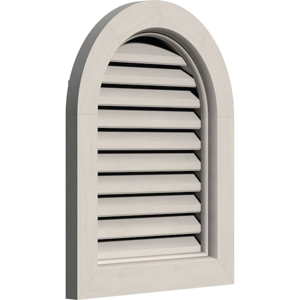 Round Top Gable Vent, Functional, Western Red Cedar Gable Vent W/Brick Mould Face Frame, 12W X 20H
